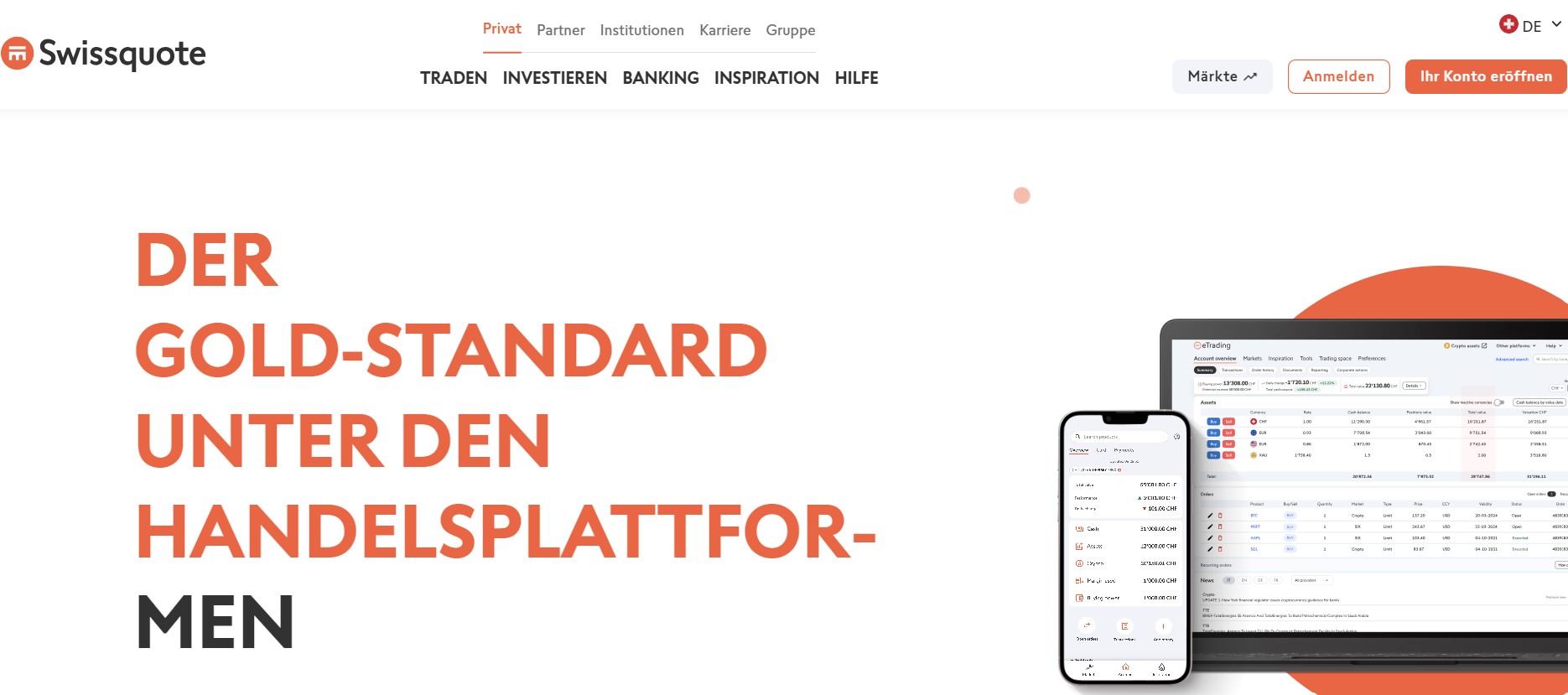 Swissquote App webseite 