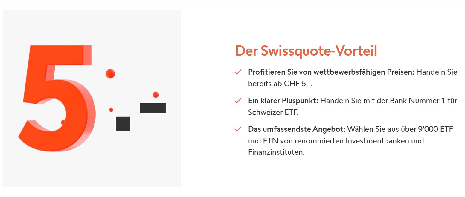 Handel mit ETFs bei Swissquote