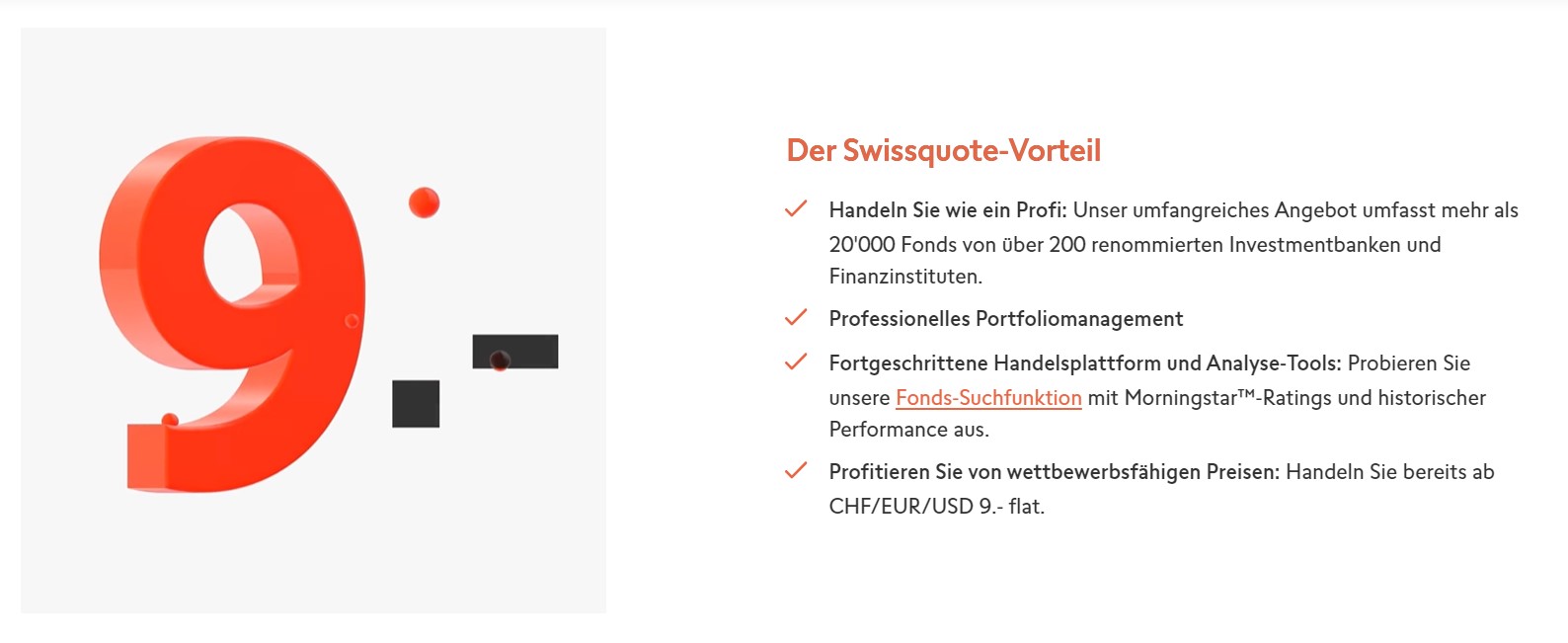 Handel mit Fonds bei Swissquote