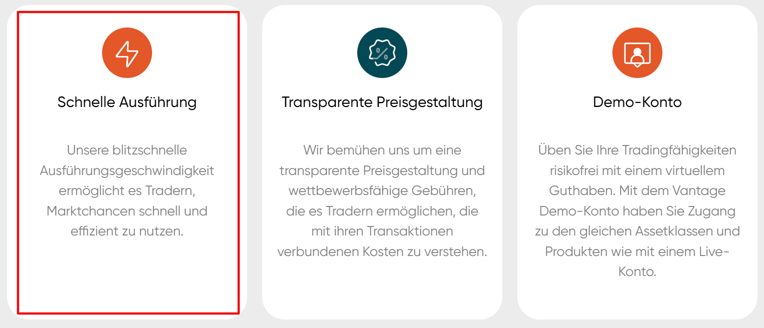 Vantage Markets Ausführungsgeschwindigkeit