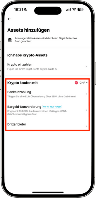 Bitget App Einzahlung