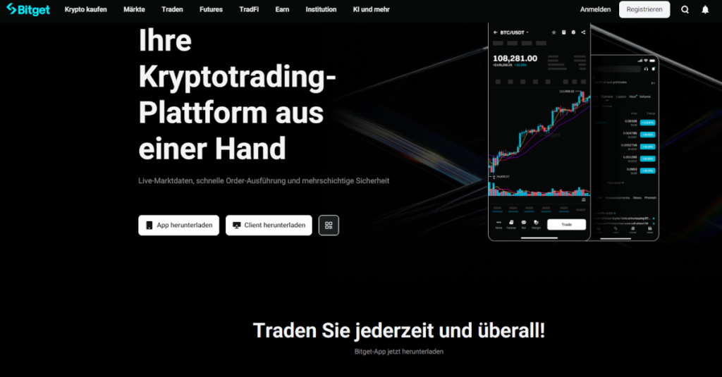 Infos zur Krypto App von Bitget auf der offiziellen Website