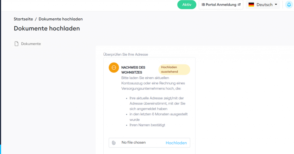 Kontoverifizierung FP Trading