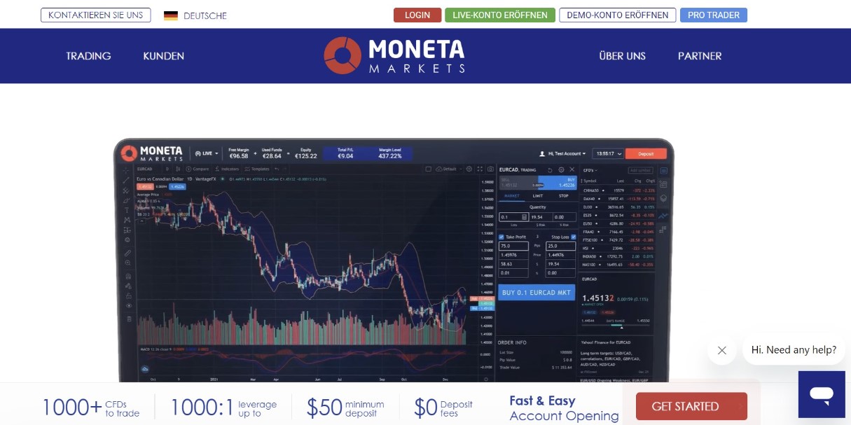 Moneta Markets ist ein Broker mit hohem Hebel bis 1:1000