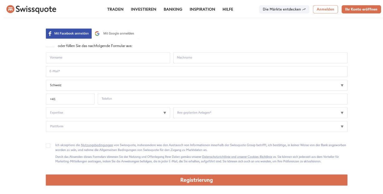 Trading Demokonto Eröffnung beim Anbieter Swissquote 