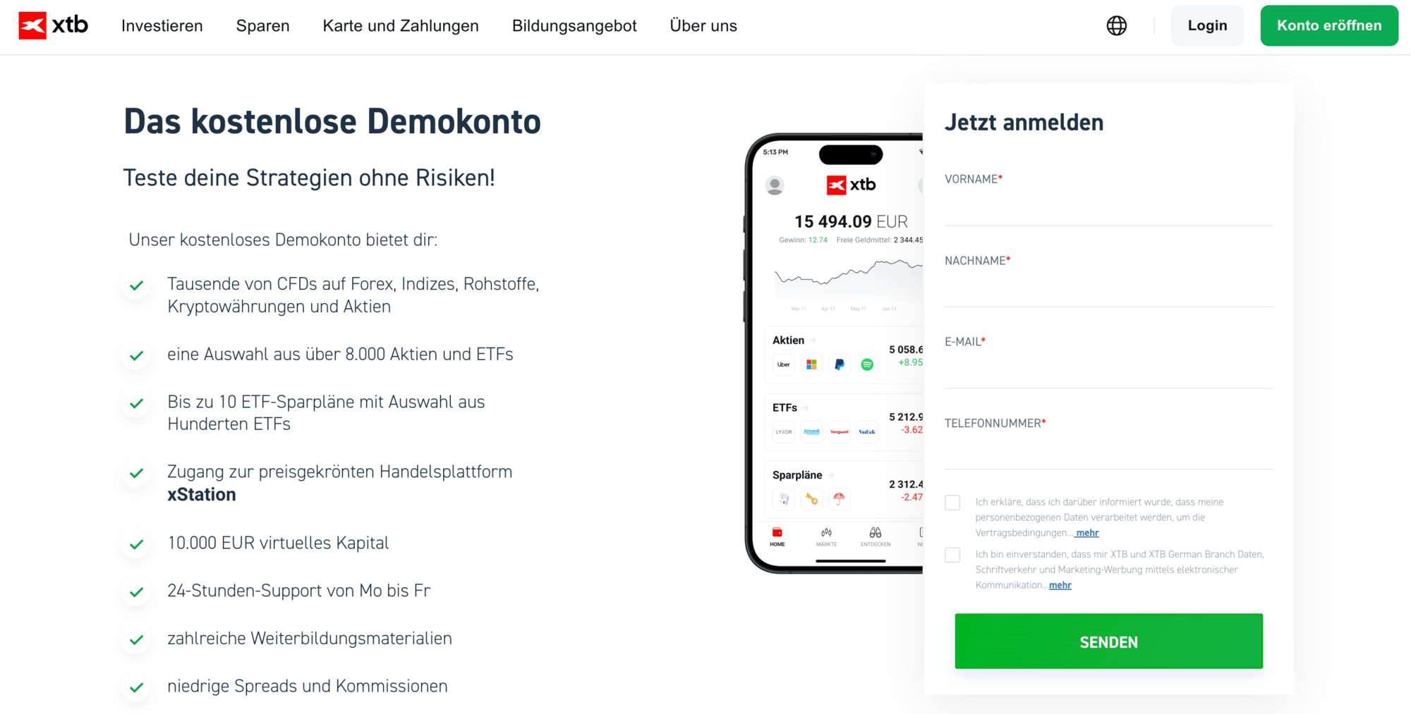 XTB Trading Demokonto für Schweizer Trader