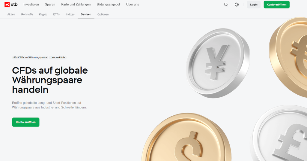 Infos zum Forex Trading auf der XTB Website